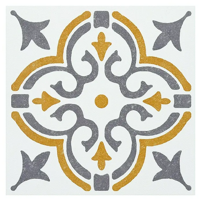D-c-fix Fliesensticker Wall Tiles Jamila - 6 Stk., 15 x 15 cm, Gold - Musterfliese mit floralem Design in Gold und Grau.