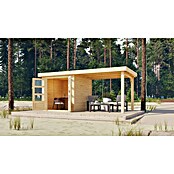 Karibu Gartenhaus Express 3 (Außenmaß inkl. Dachüberstand (B x T): 467 x 238 cm, Holz, Naturbelassen, Mit Anbau) | BAUHAUS