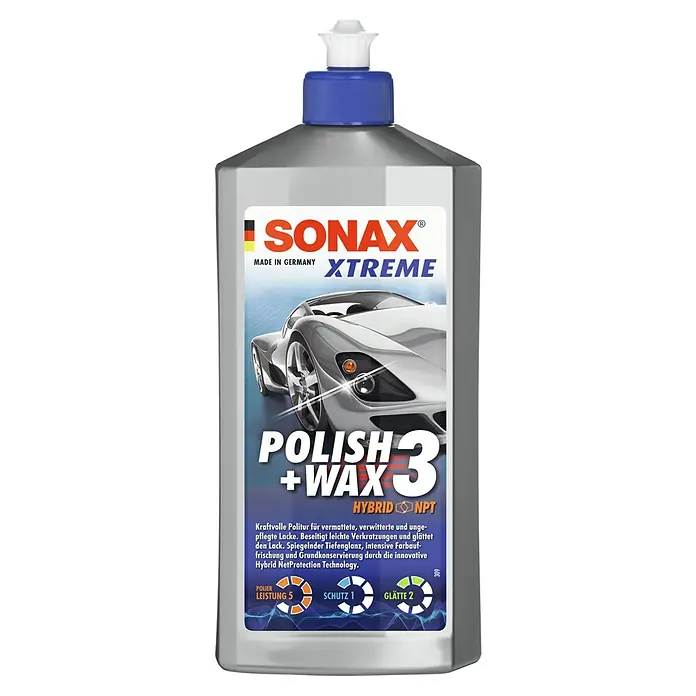 Sonax Xtreme Politur - 500 ml - SONAX XTREME Polish+Wax 3 Hybrid NPT für die Lackpflege und zum Polieren, Schützen und Glätten von Oberflächen mit Tiefenglanz.