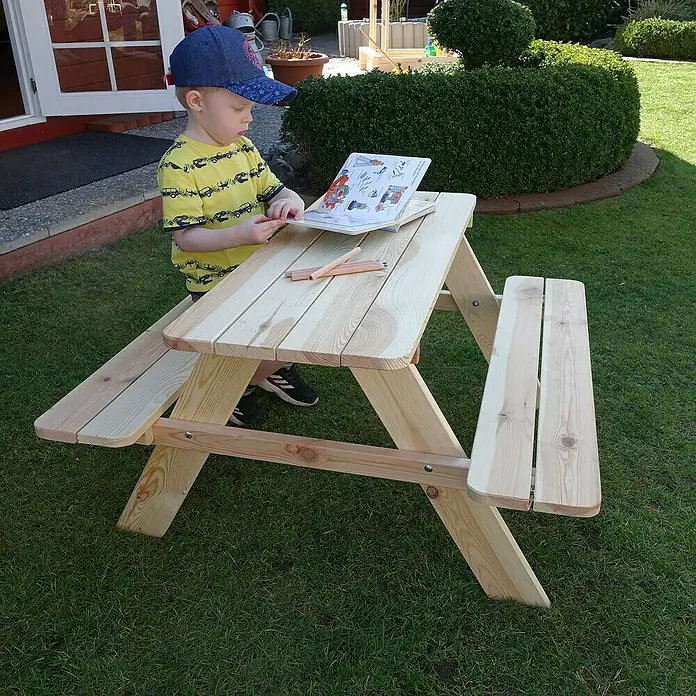 Promadino Kinder-Picknicktisch - L x B x H: 90 x 90,7 x 49 cm, Holz - Der Kindertisch ist ideal für Spiele, zum Basteln oder für ein Picknick im Garten. Ein schönes Möbelstück für den Außenbereich.