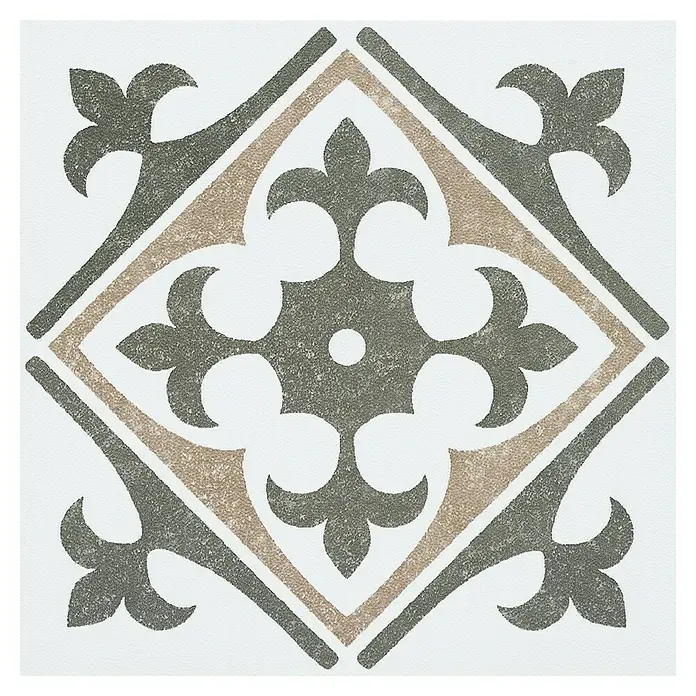 D-c-fix Fliesensticker Wall Tiles Nadia - 6 Stk., 15 x 15 cm, Olive - Elegante Fliese mit einem dekorativen, floralen Muster in Grau- und Brauntönen, perfekt für stilvolle Akzente in jedem Raum.