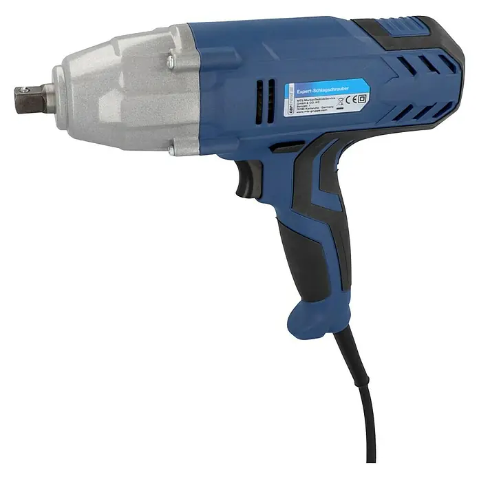 Cartrend Schlagschrauber Expert - 520 W - Abbildung eines elektrischen Schlagschraubers mit blauem Griff und silbernem Kopf. Das Werkzeug ist für schwere Schraubarbeiten konzipiert.