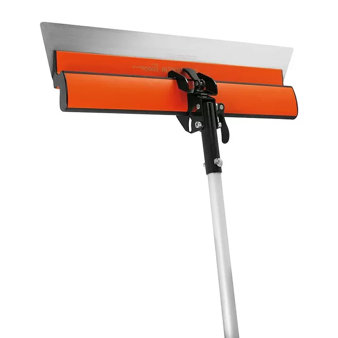 Mondelin Teleskopstange - Verstellbar: 110 mm - 210 mm - Orange-silberne Glättekelle mit Teleskopstiel zum Glätten von Wänden.
