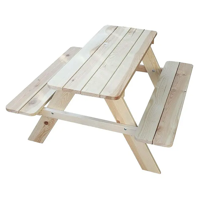 Promadino Kinder-Picknicktisch - L x B x H: 90 x 90,7 x 49 cm, Holz - Hölzerner Picknicktisch mit Sitzbänken. Ideal für den Garten oder die Terrasse, bietet er Platz für Mahlzeiten im Freien.