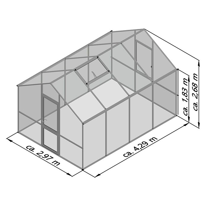 KGT Gewächshaus Lilie IV (4,29 x 2,97 m, Polycarbonat, 10 mm, Pressblank)