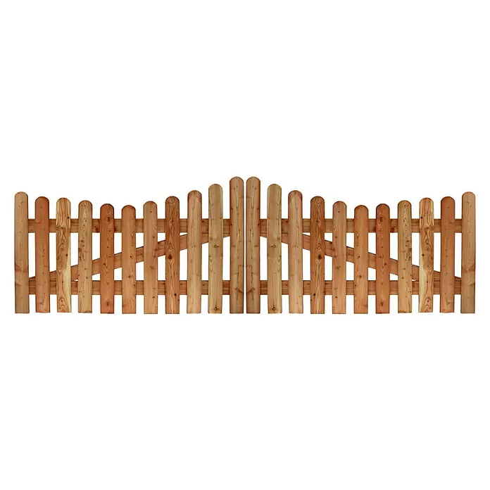 Joda Zauntor Hamburg - 300 x 90 cm, Holz - Gartenzaun aus Naturholz mit einem bogenförmigen Torbereich in der Mitte.