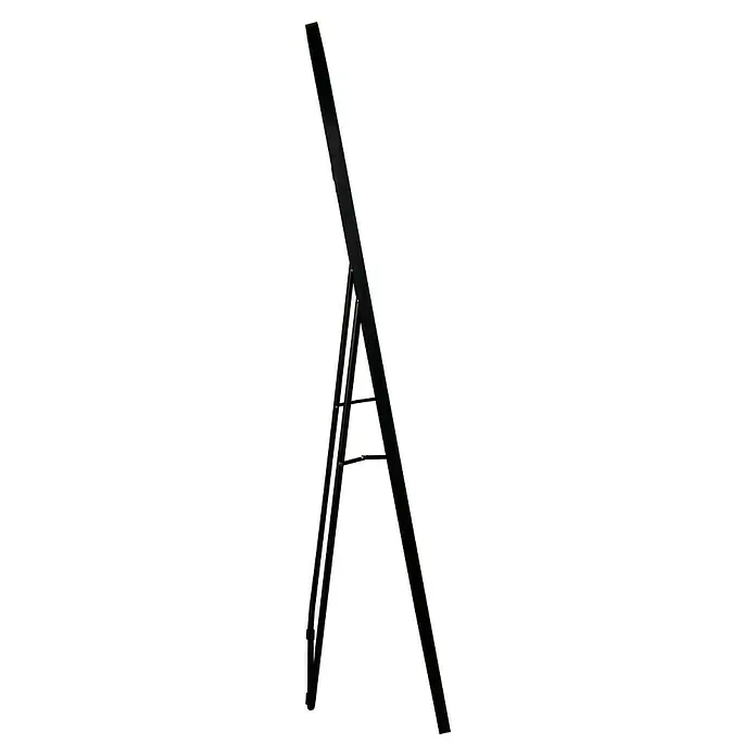 Standspiegel Mira - 57 x 160 cm, Schwarz, Metall - Seitenansicht einer schwarzen Leiter mit Metallrahmen und Sprossen für den sicheren Aufstieg bei Bau- und Reparaturprojekten.