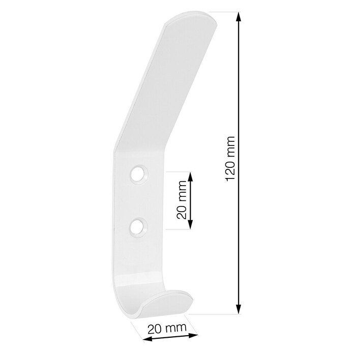 Walteco Jashaak A2 (l x b x h: 119 x 20,2 x 45 mm, Aantal haken: 2 st., Wit) | BAUHAUS