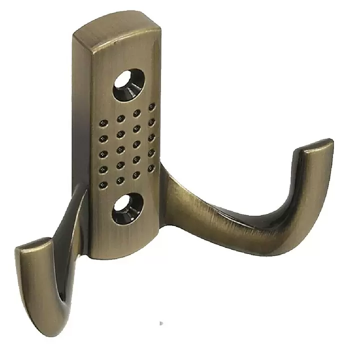 Walteco Garderobenhaken Camel II - L x B x H: 78 x 58 x 27 mm, Anzahl Haken: 2 Stk., Bronze - Doppelkleiderhaken aus antikem Messing mit zwei Befestigungslöchern.