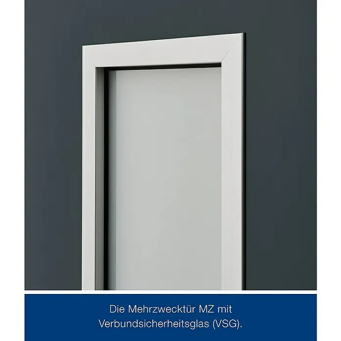 Hörmann Mehrzwecktür mit Lichtausschnitt - 87,5 x 200 cm, DIN Anschlag: Links/Rechts, Anthrazitgrau - Die Mehrzwecktür MZ mit Verbundsicherheitsglas (VSG) bietet Sicherheit und Schutz. Ideal für den Einsatz in verschiedenen Bereichen.