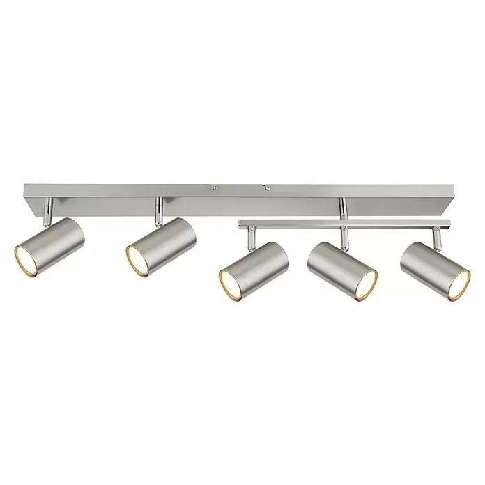 Globo Robby LED-Deckenleuchte - 35 W, L x B x H: 70 x 35 x 17 cm, Nickel-matt - Deckenleuchte aus gebürstetem Metall mit sechs beleuchteten Strahlern.
