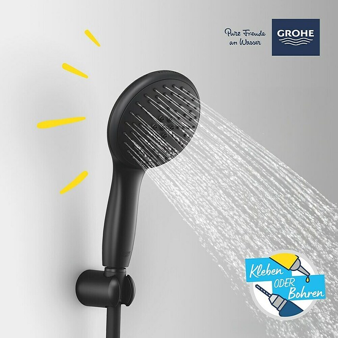 Grohe QuickFix Vitalio Start Brausegarnitur II WS8 (Art Strahl: Brauseregen, Jetstrahl, Schwarz, Kunststoff, Matt) | BAUHAUS