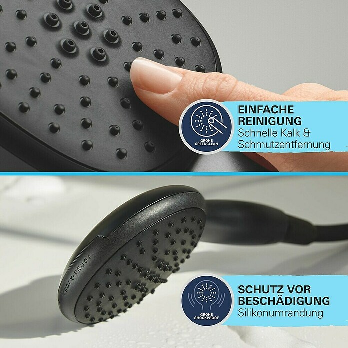 Grohe QuickFix Vitalio Start Brausegarnitur II WS8 (Art Strahl: Brauseregen, Jetstrahl, Schwarz, Kunststoff, Matt) | BAUHAUS