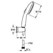 Grohe QuickFix Vitalio Start Brausegarnitur II WS8 (Art Strahl: Brauseregen, Jetstrahl, Schwarz, Kunststoff, Matt) | BAUHAUS