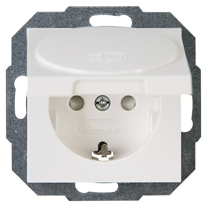 Voltomat Steckdose mit Deckel (Reinweiß, 1-fach, Kunststoff, Unterputz, IP20)