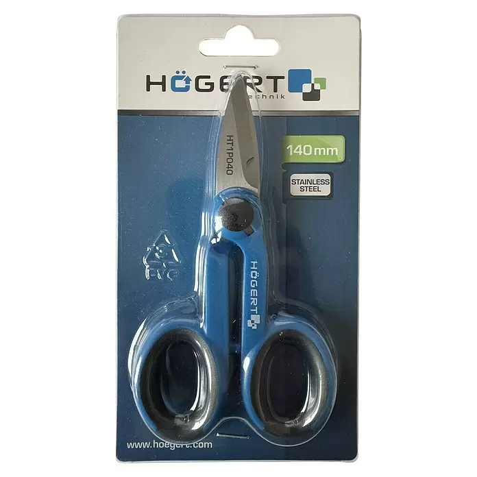 Kabelschere - Blau/Schwarz - Högert Technik 140mm blaue und schwarze Schere aus Edelstahl in Blisterverpackung.