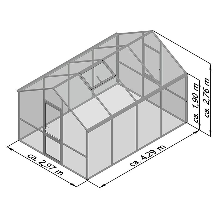 KGT Gewächshaus Dahlie IV (Außenmaß inkl. Dachüberstand (B x T): 297 x 429 cm, Material Seitenwand: Kunststoff, 16 mm, Tannengrün) | BAUHAUS