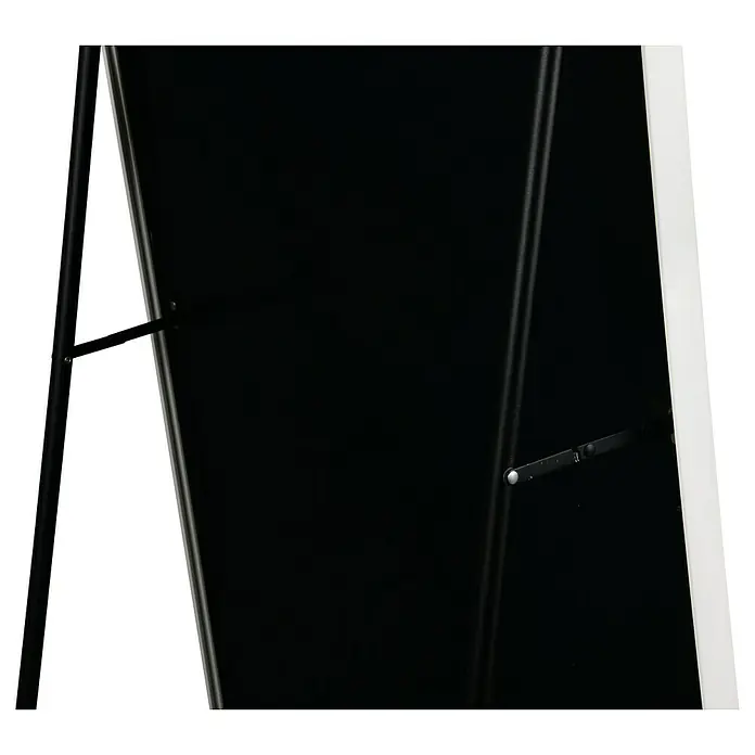 Standspiegel Mira - 57 x 160 cm, Weiß, Metall - Detailaufnahme eines stilvollen Fotorahmens mit schwarzer Fläche und schmalem, weißen Rahmen, ideal für die Präsentation Ihrer Lieblingsbilder.