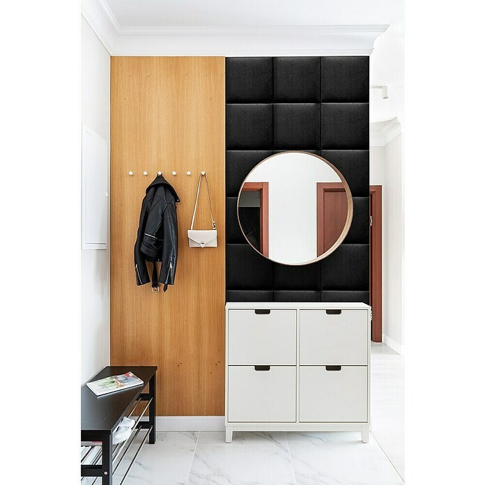 Fllow Wandpolster Velvet (Schwarz, L x B: 30 x 30 cm) | BAUHAUS