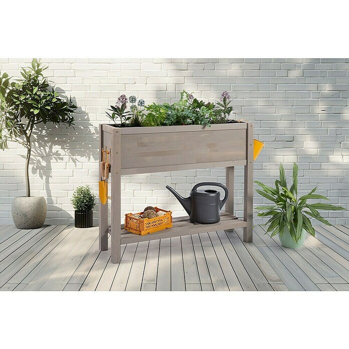 Sun Hochbeet Bloom 100 (100 x 30 x 85 cm, Holz, Warmgrau) | BAUHAUS