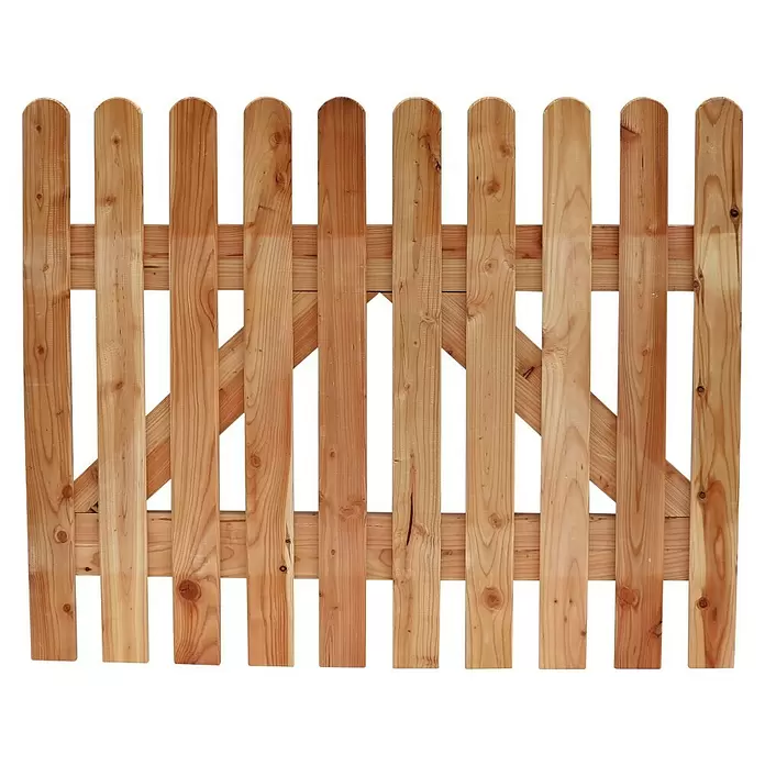 Joda Zauntor Kiel - 100 x 80 cm, Holz - Helles Holzzauntor mit vertikalen Latten und diagonalen Streben.