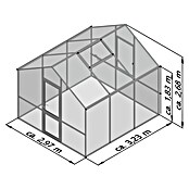 KGT Gewächshaus Lilie III (3,23 x 2,97 m, Polycarbonat, 10 mm, Pressblank)