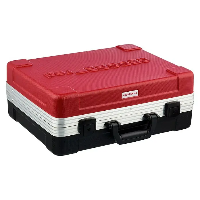 Gedore red Werkzeugkoffer - L x B x H: 180 x 445 x 380 mm, Kunststoff - Roter Gedore Red Werkzeugkoffer, ideal für die Aufbewahrung und den Transport von Werkzeugen. Robustes Design mit silberfarbenen Akzenten.