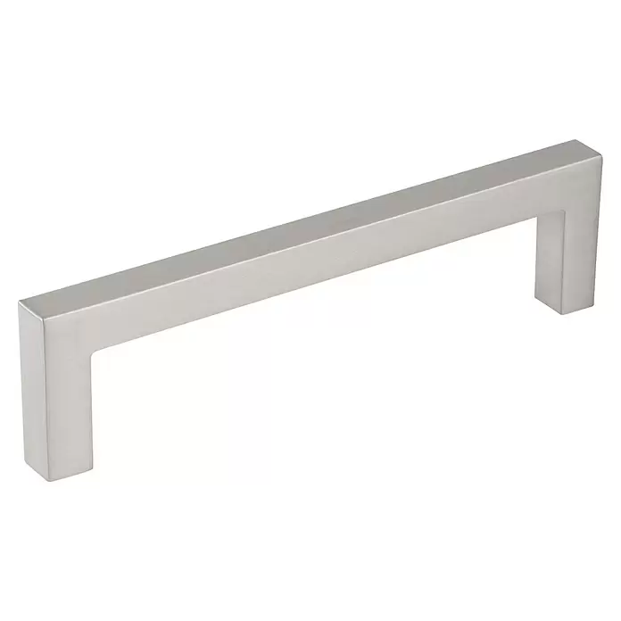 Walteco Möbelgriff Prisma - Lochabstand: 96 mm, Sonstige, Edelstahl-Optik - Gebürsteter silberner rechteckiger Möbelgriff.