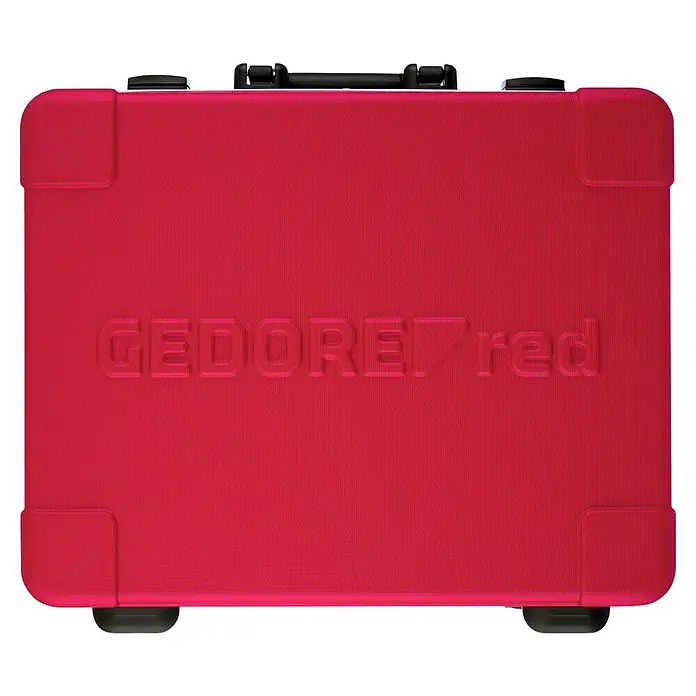 Gedore red Werkzeugkoffer - L x B x H: 180 x 445 x 380 mm, Kunststoff - Eine rote GEDORE red Werkzeugkiste, die robust und ideal zur Aufbewahrung und zum Transport von Werkzeugen geeignet ist.