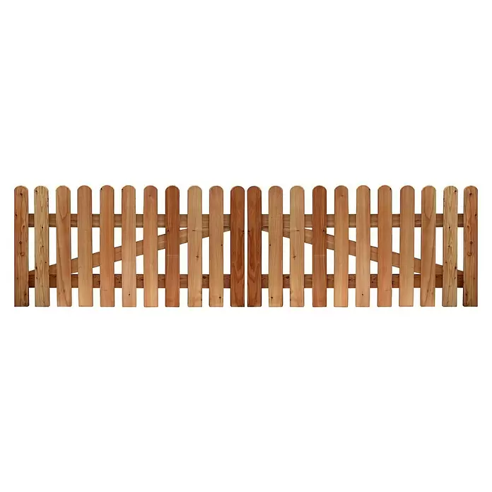 Joda Zauntor Lübeck - 300 x 80 cm, Holz - Hellbrauner Lattenzaun aus Holz mit einem mittigen Tor.