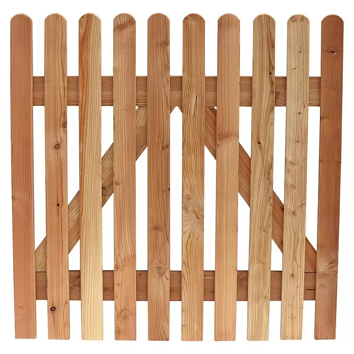 Joda Zauntor Kiel - 100 x 100 cm, Holz - Helles Holztor aus Naturholz mit Maserung und diagonaler Verstrebung.