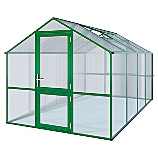 KGT Gewächshaus Rose IV (Außenmaß inkl. Dachüberstand (B x T): 233 x 429 cm, 10 mm, Moosgrün)