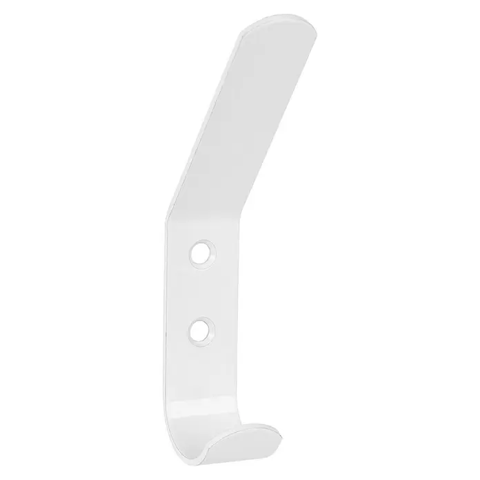 Walteco Garderobenhaken A2 - L x B x H: 119 x 20,2 x 45 mm, Anzahl Haken: 2 Stk., Weiß - Weißer, minimalistischer Kleiderhaken mit zwei runden Befestigungslöchern.