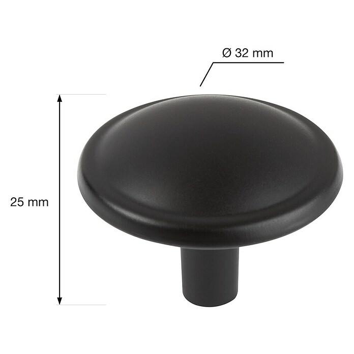 Walteco Meubelknop Mali (Diameter: 32 mm, Overige, Zwart) | BAUHAUS