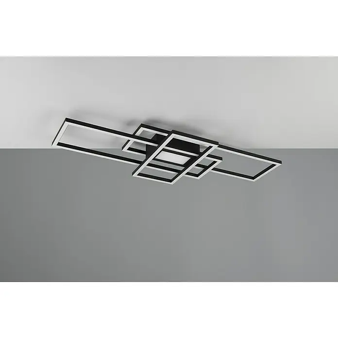 Reality Leuchten LED-Deckenleuchte Fresno - 28 W, L x B x H: 30 x 70 x 6,5 cm, Schwarz, Warmweiß - Moderne Deckenleuchte mit geometrischen Formen. Die Lampe besteht aus schwarzen Rahmen mit weißen Lichtelementen und sorgt für stilvolle Beleuchtung.