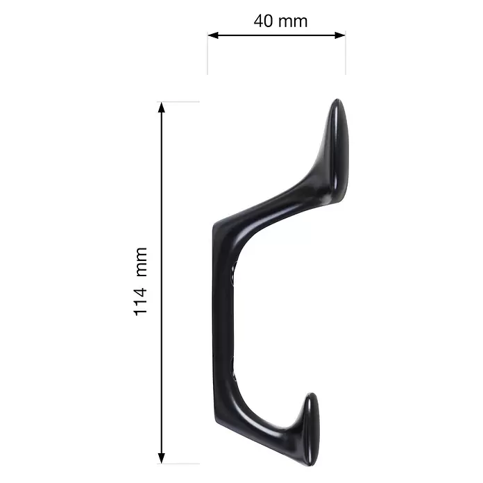 Walteco Garderobenhaken Montorio - L x B x H: 110 x 45 x 40 mm, Anzahl Haken: 2 Stk., Schwarz - Schwarzer Garderobenhaken aus Metall, 114mm hoch, 40mm tief, zum Aufhängen von Kleidung.