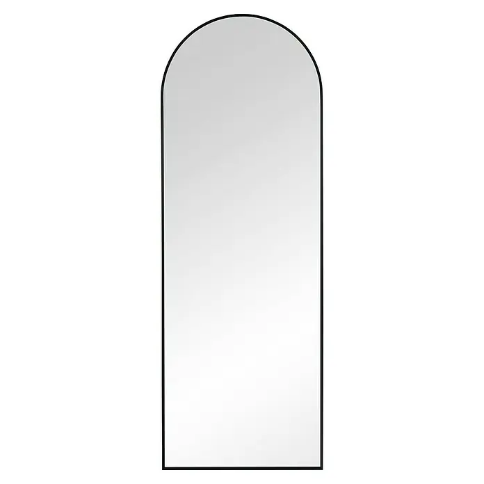 Standspiegel Mira - 57 x 160 cm, Schwarz, Metall - Ein schlanker, bogenförmiger Spiegel mit schwarzem Rahmen. Perfekt für einen modernen Touch in jedem Raum und zur Reflexion des Stils.