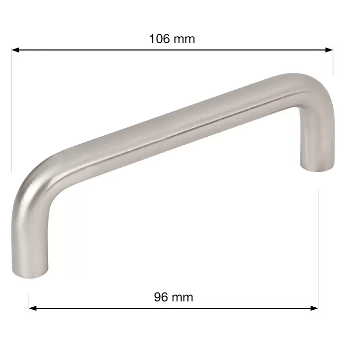 Walteco Möbelgriff Ceppo - Lochabstand: 96 mm, Sonstige, Edelstahl-Optik - Griff aus gebürstetem Edelstahl, 106mm Gesamtlänge, 96mm Lochabstand.