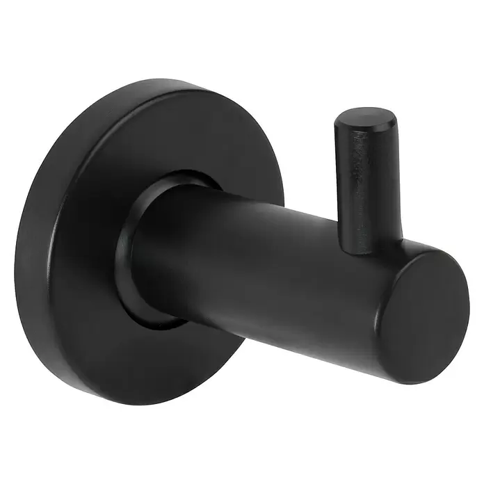Walteco Garderobenhaken - L x B x H: 40 x 70 x 55 mm, Anzahl Haken: 1 Stk., Mattschwarz - Mattschwarzer Metall-Wandhaken zum Aufhängen von Handtüchern oder Kleidung.