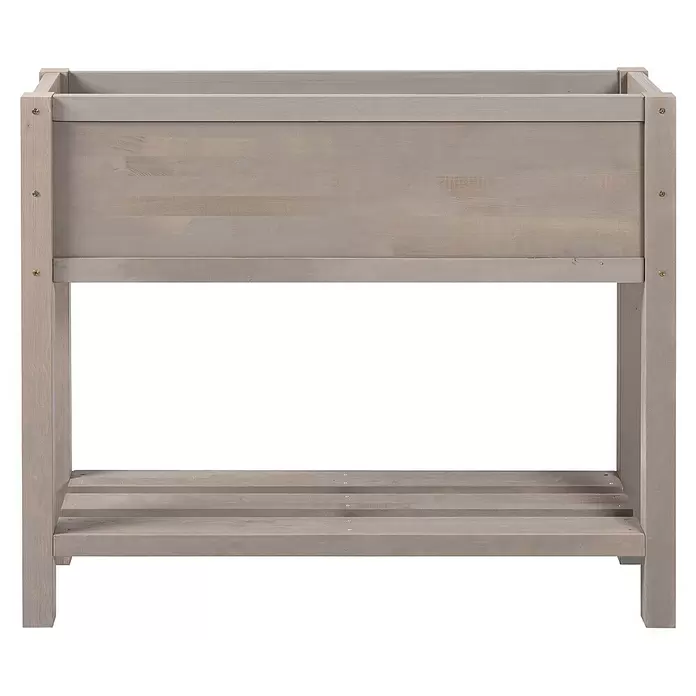 Sun Hochbeet Bloom 100 - 100 x 30 x 85 cm, Holz, Warmgrau - Hellgrau gebeiztes Hochbeet aus Holz mit unterer Lattenablage.