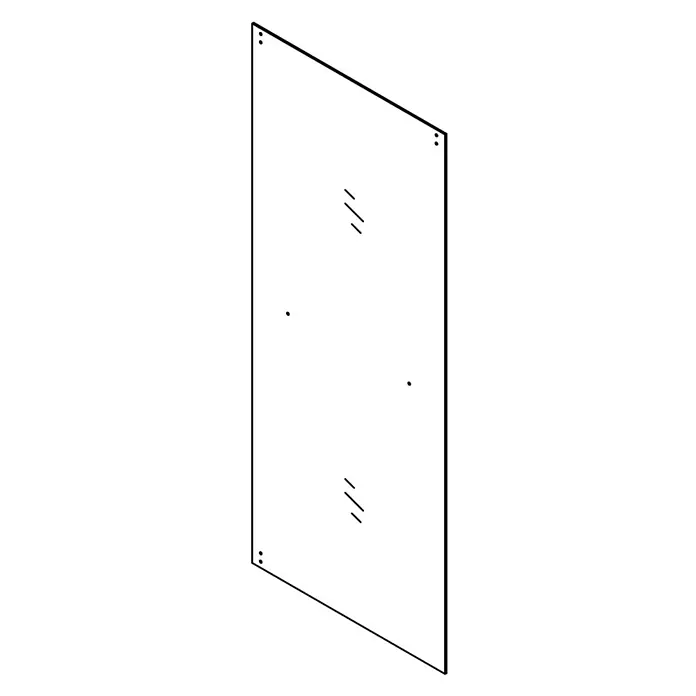 Camargue Palermo Duschwand D - B x H: 80 x 200 cm, Unbeschichtet, Transparent - Abbildung eines rechteckigen Spiegels mit abgeschrägten Kanten und vier Befestigungspunkten, ideal für modernes Baddesign.