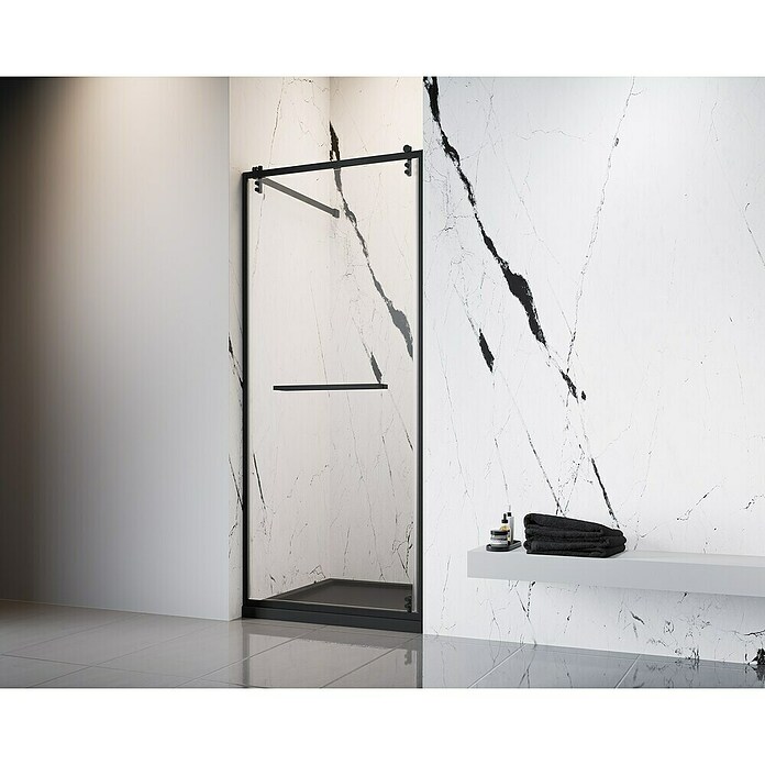 Camargue Palermo Nischendusche (90 x 200 cm, Unbeschichtet, Schwarz, 6 mm) | BAUHAUS
