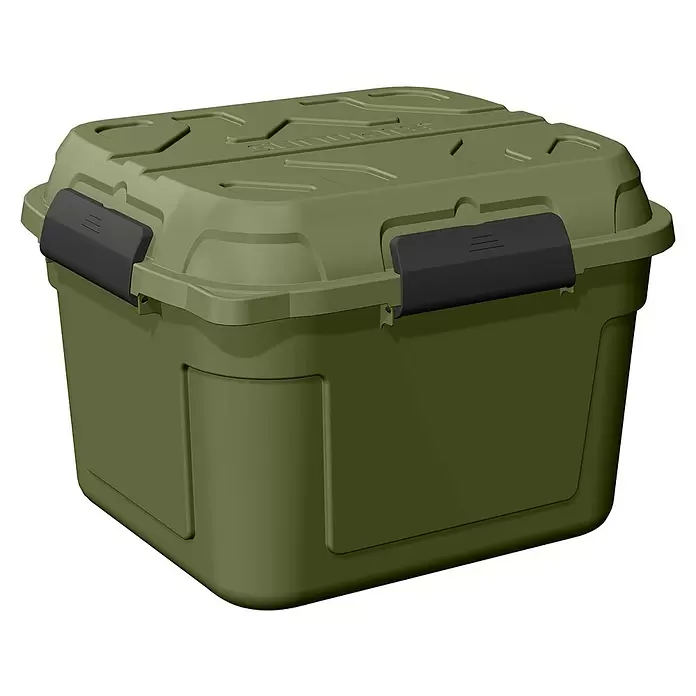 Sunware Aufbewahrungsbox Q-Line wasserdicht - L x B x H: 60,1 x 53,1 x 42,5 cm, Kunststoff, Grün - Robuste grüne Kunststoff-Aufbewahrungsbox mit schwarzen Verschlussriegeln.