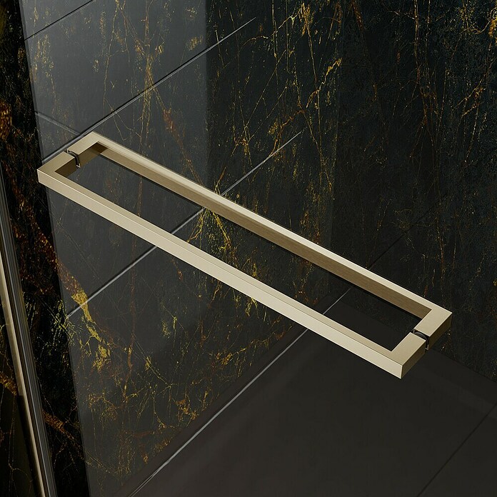 Camargue Palermo Eckdusche (L x B x H: 80 x 80 x 200 cm, Laufrollen tragen in der Höhe bis zu 40 mm auf, Unbeschichtet, Brushed Gold, Glasstärke: 6 mm) | BAUHAUS