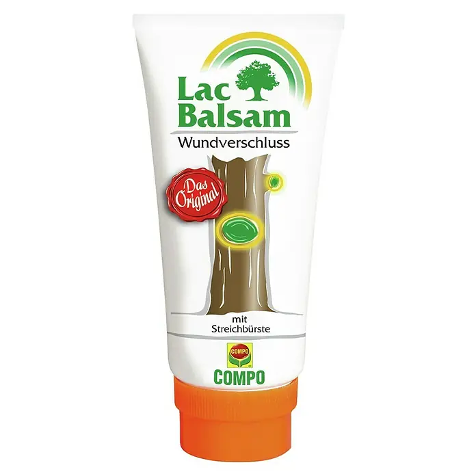 Compo Bio-Wundbalsam Lac Balsam® - 150 g - Produktbild der Lac Balsam Wundverschluss Paste mit Streichbürste von Compo. Ideal für die Baumwundpflege und Veredelung.