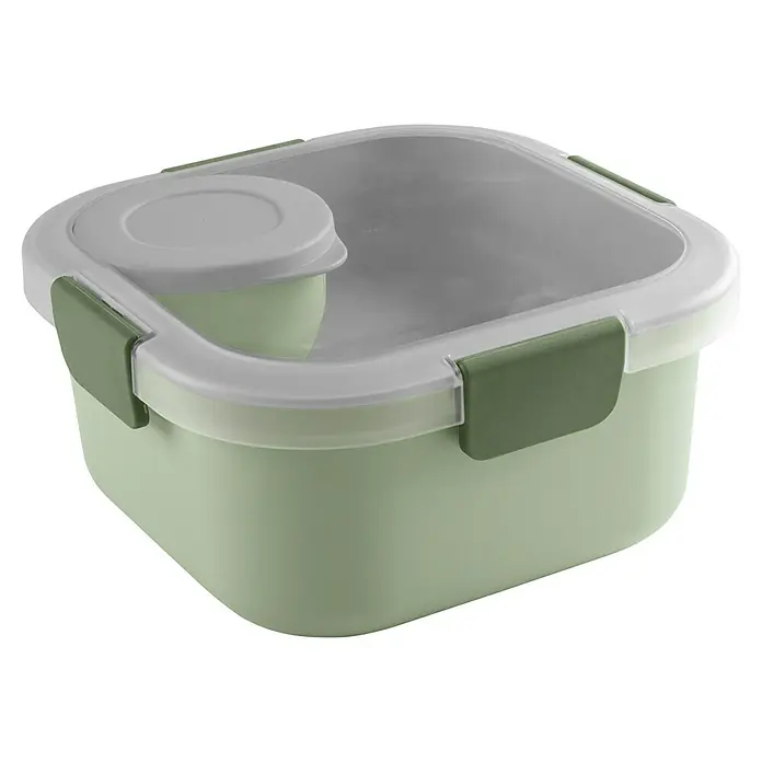 Sunware Sigma home Lunchbox Food to go - L x B x H: 17,7 x 17,7 x 8,7 cm - Frischhaltedose aus Kunststoff in Hellgrün mit transparentem Deckel und grünem Verschluss.