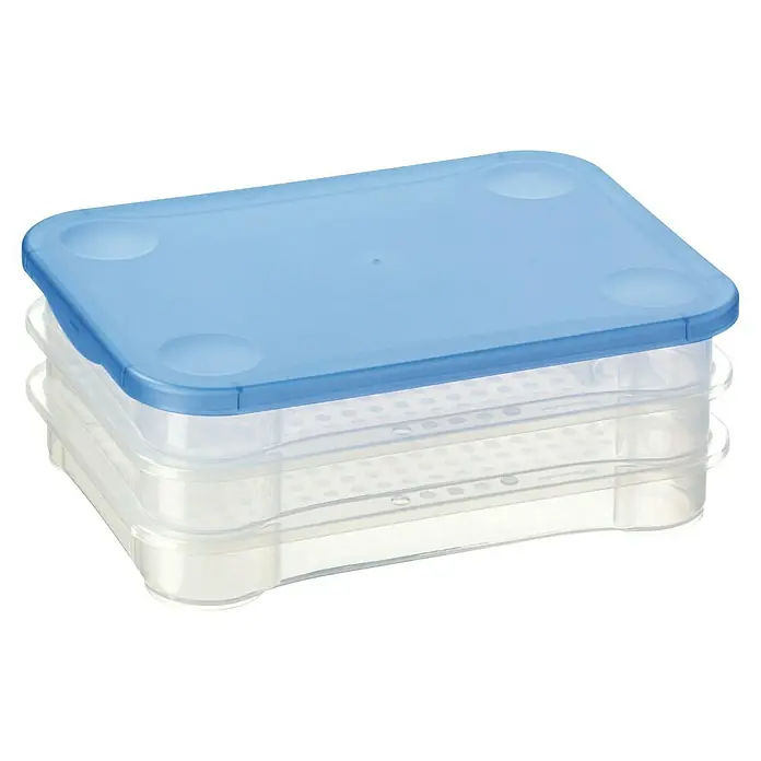 Sunware Frischhaltedose Club Cuisine - L x B x H: 22,5 x 16,5 x 9 cm - Aufnahme eines stapelbaren, transparenten Anzuchtkastens mit blauem Deckel, ideal für die Pflanzenaufzucht.
