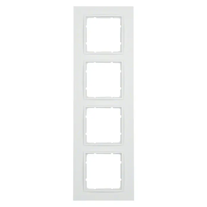 Berker B.7 Abdeckrahmen 10146919 - Polarweiß, 4-fach, Kunststoff - Eine weiße 4-fach Schalterabdeckung für Elektroinstallationen, ideal für Mehrfachschalter oder Steckdosenkombinationen.