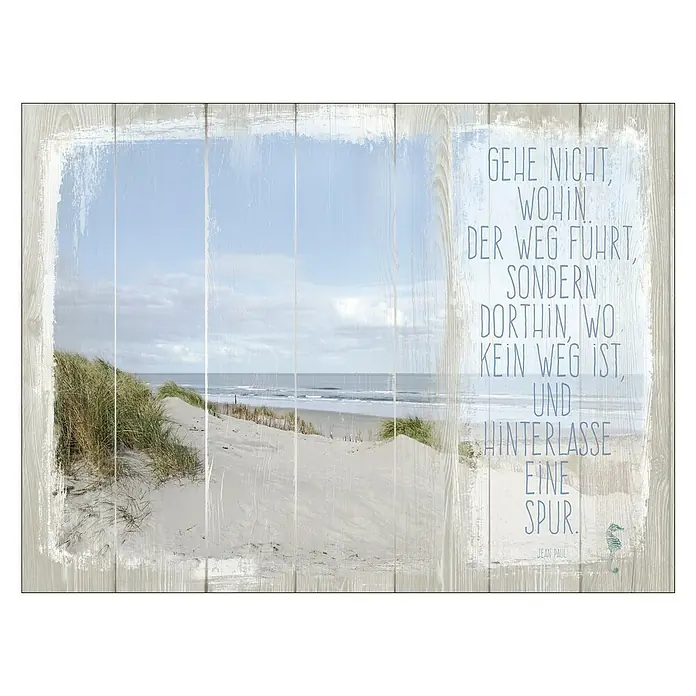 ProArt Type Hype Decopanel - Gehe nicht wohin der Weg führt ..., B x H: 80 x 60 cm - Wandbild mit einem Strandmotiv und dem inspirierenden Zitat von Jean Paul, ideal für eine entspannende Atmosphäre in jedem Raum.