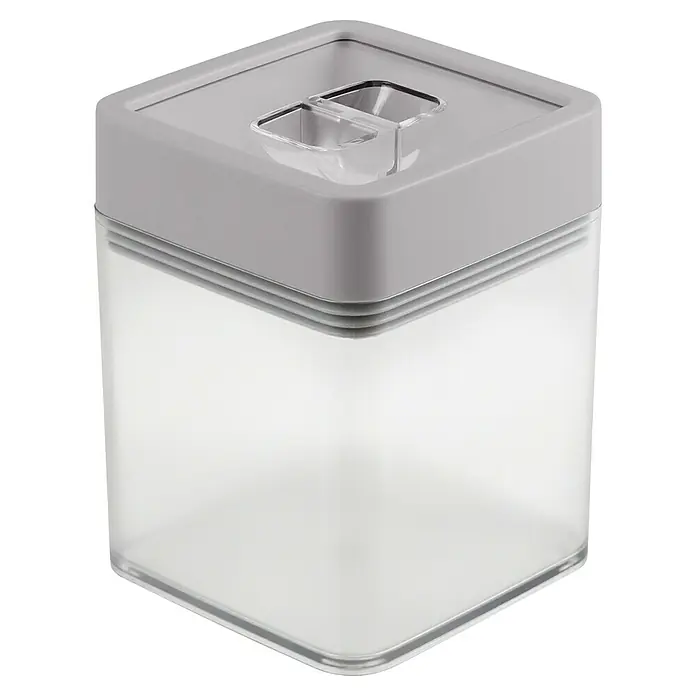 Sunware Sigma home Vorratsdose - L x B x H: 9 x 9 x 11,4 cm, Transparent, Kunststoff - Ein quadratischer, transparenter Vorratsbehälter mit grauem Deckel und doppelten Griffen. Ideal für die Küchenorganisation.